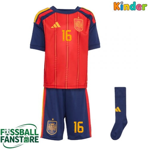Spanien Rodri Hernandez #16 Replik Heimtrikot Kinder WM 2026 Kurzarm (+ Kurze Hosen)